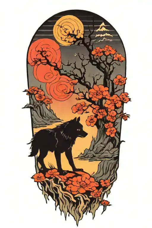 A single Lone Wolf silhouette tattoo design idea