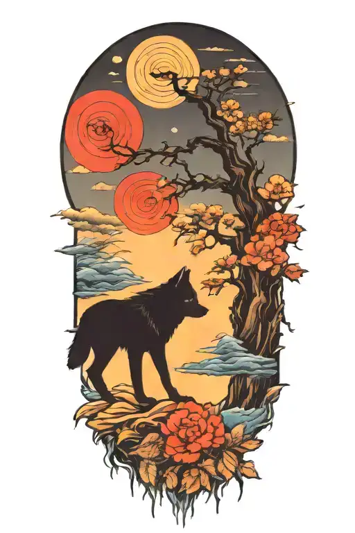 A single Lone Wolf silhouette tattoo design idea