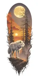 A single Lone White Wolf silhouette tattoo design idea