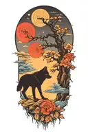 A single Lone Wolf silhouette tattoo design idea