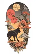 A single Lone Wolf silhouette tattoo design idea