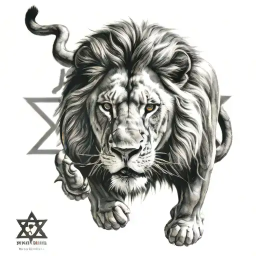 Lion star of david vs goliath tattoo design idea
