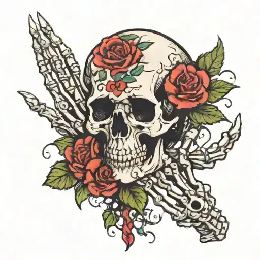 skeleton hand with strika one it tattoo design idea