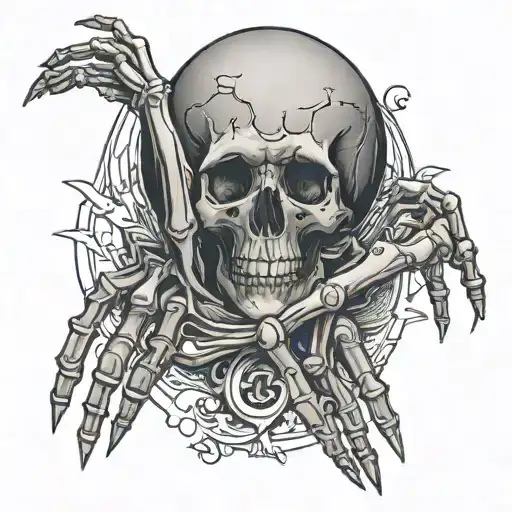 skeleton hand with strika on it no skull surrounded tattoo design idea