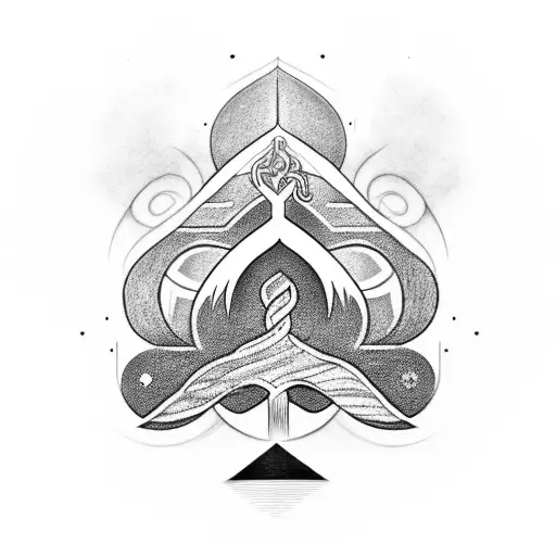 A black-grey tattoo blending the Yggdrasil tree and the Valknut symbol in a seamless and mystical design tattoo design idea