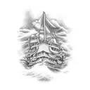 underwater shipwreck tattoo design idea