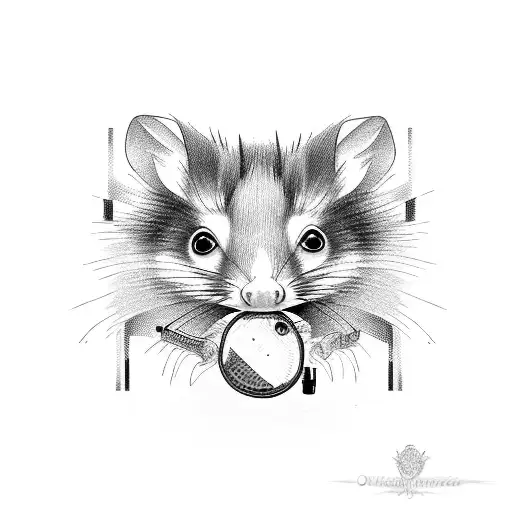 opossum playing banjo tattoo design idea