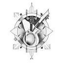 zariguella tocando un banjo tattoo design idea