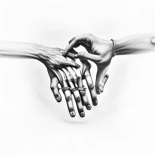 Creation of Adam tattoo with hands almost touching tattoo design idea