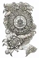 clouds sun rays roman numerals  tattoo design idea