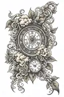 clouds sun rays roman numerals vines  tattoo design idea