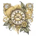 clouds sun rays roman numerals vines tattoo design idea