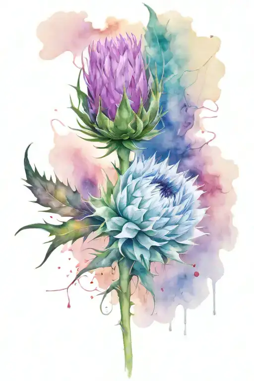 thistle and rose  tattoo design idea