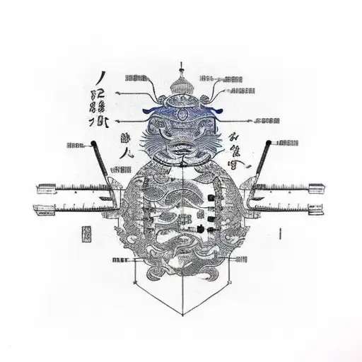 A blueprint of a DIY project with tools and measurements incorporated into the design tattoo design idea