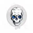 BOLD DETAILED SKULL with a Piston Stuck in Top of Skull  tattoo design idea