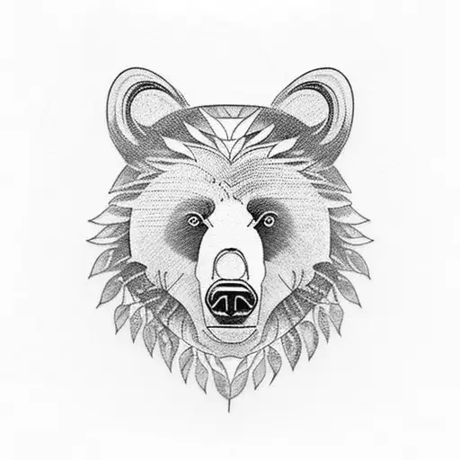 bear in forest tattoo design idea