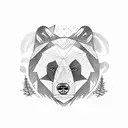 bear in forest tattoo design idea