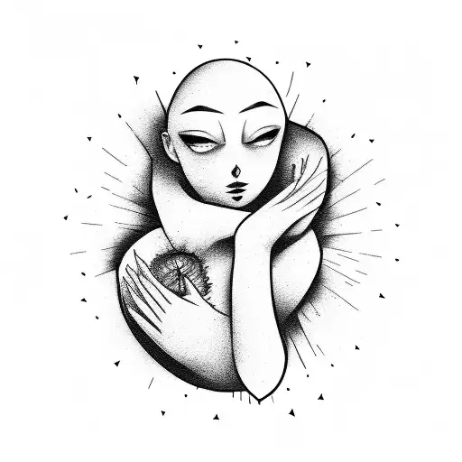a person hugging a shadow tattoo design idea