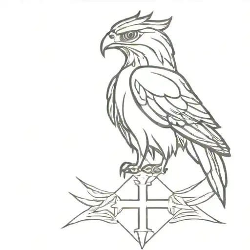 hawk cross crown  tattoo design idea