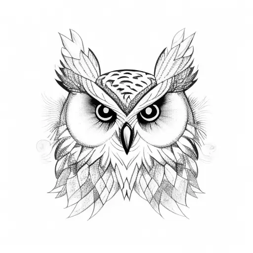A majestic owl  flying through a horseshoe tattoo design idea