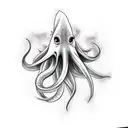 Giant squid on fire tattoo design idea