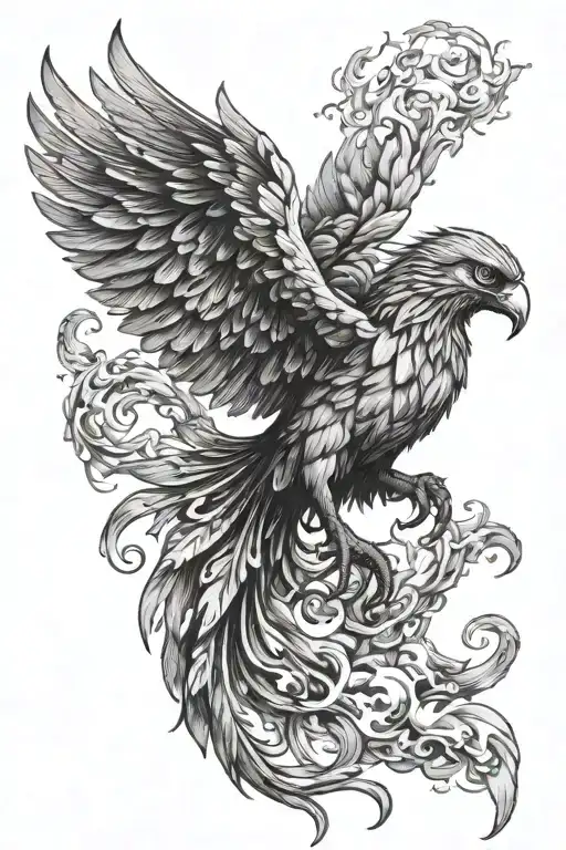 phoenix rising from flames and ashes tattoo design idea