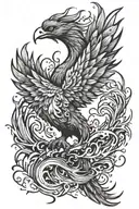 phoenix rising from flames and ashes symbolizing rebirth tattoo design idea
