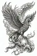 phoenix rising from flames and ashes tattoo design idea