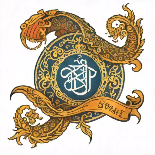 shani dev image with infinity and shani dev mantra tattoo design idea