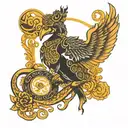 shani dev image with infinity and shani dev mantra tattoo design idea