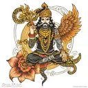 shani dev image with infinity and shani dev mantra tattoo design idea