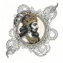 shani dev image with infinity and shani dev mantra on background  tattoo design idea