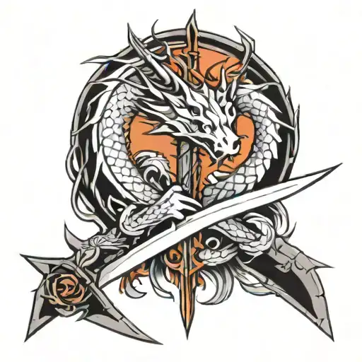 sword and dragon tattoo design idea