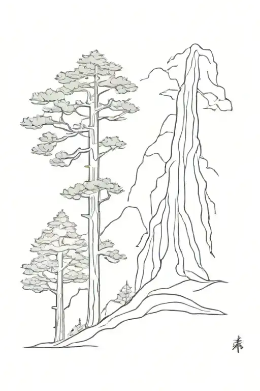 giant sequoia merge 魂 tattoo design idea