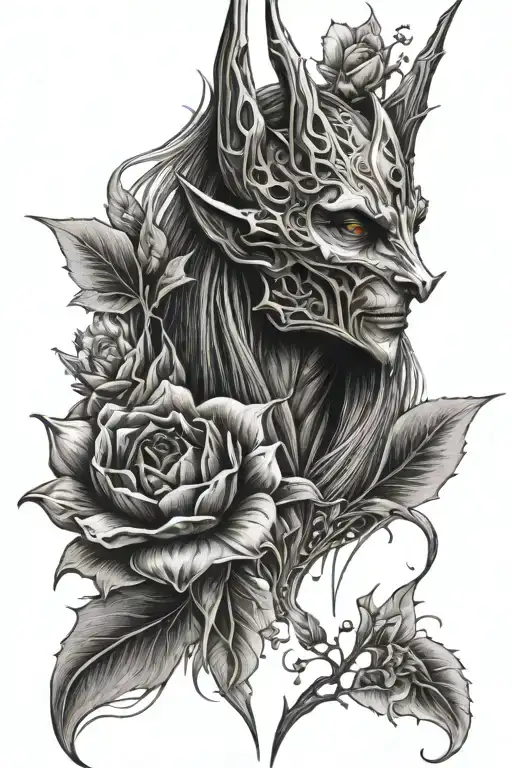 sauron con flores tattoo design idea