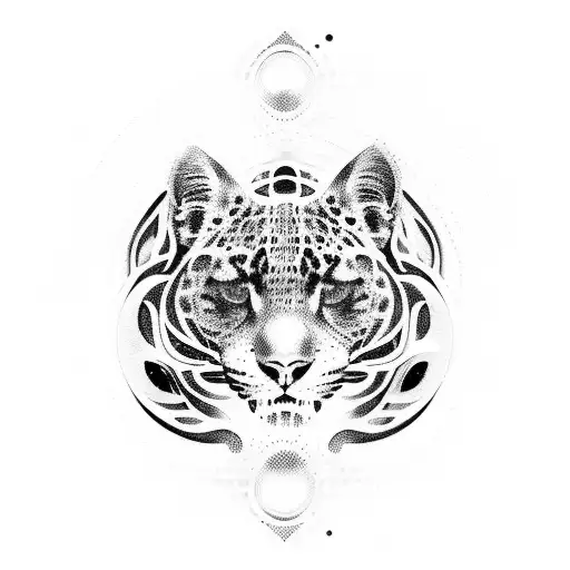 A psychedelic electronic music waveform design incorporating a jaguar silhouette tattoo design idea