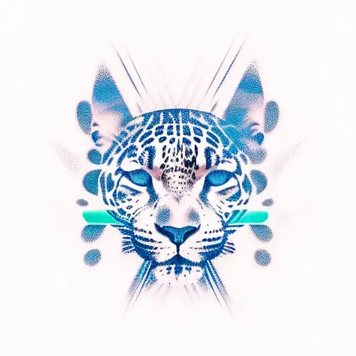 A psychedelic electronic music waveform design incorporating a jaguar silhouette tattoo design idea