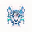 A psychedelic electronic music waveform design incorporating a jaguar silhouette tattoo design idea