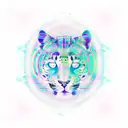 A psychedelic electronic music waveform design incorporating a jaguar silhouette tattoo design idea