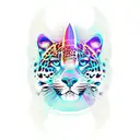 A psychedelic electronic music waveform design incorporating a jaguar silhouette tattoo design idea