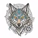 Turkish Wolf moon tattoo design idea