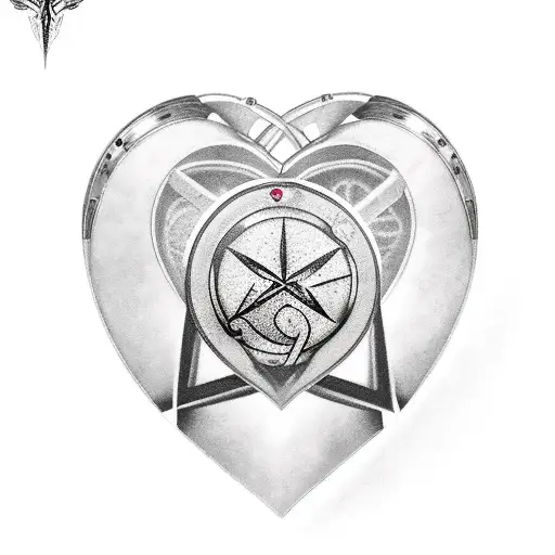 A pierced heart with movie reel wrapping around it, featuring symbols from Twilight and Hunger Games tattoo design idea