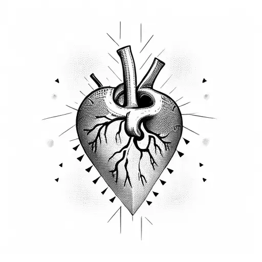 human heart with chains and spikes tattoo design idea