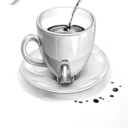 Italian expresso fuming with a half full wine glass besides it tattoo design idea