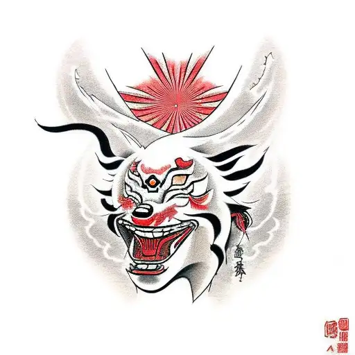 Amaterasu from the game Okami with red sun behind tattoo design idea