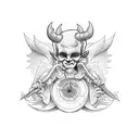 devil holding baby angle tattoo design idea