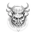 devil holding baby angle tattoo design idea