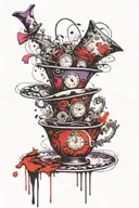 mad hatter tea party purple and black tattoo design idea