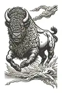 charging bison running tattoo design idea