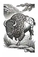 charging bison running tattoo design idea